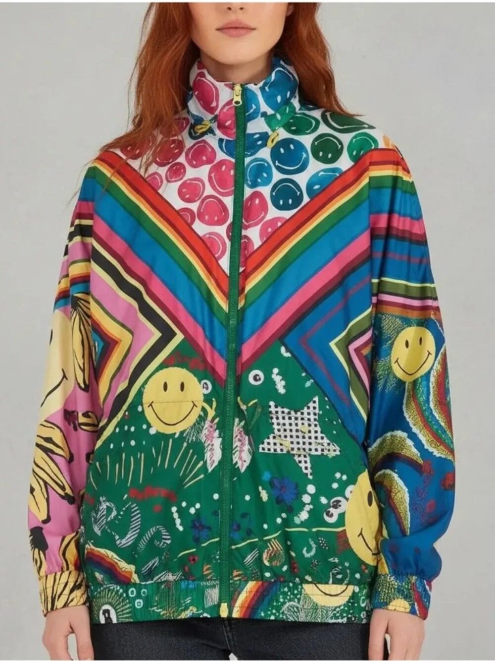 Farm Rio x Smiley Windbreaker Jacket Size Medium